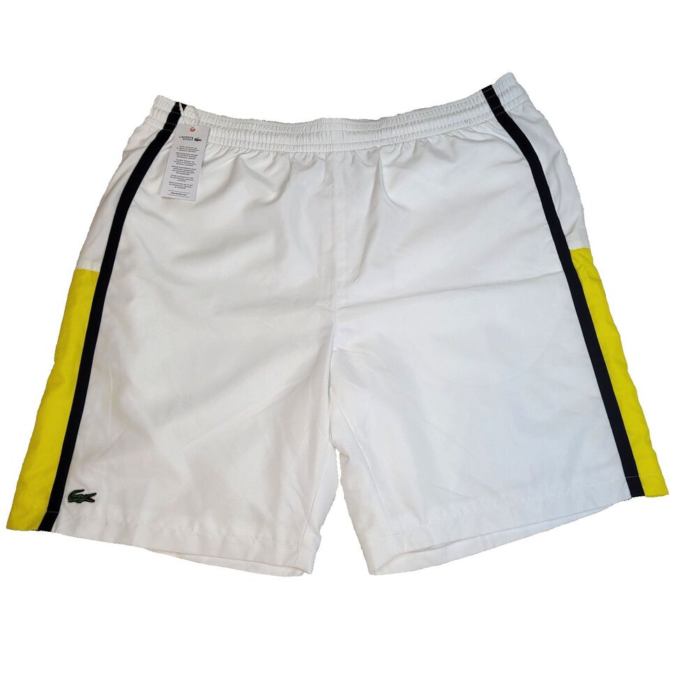 Lacoste Men's Lightweight Colorblock Stripe Tennis Shorts Large Blue Yellow NWT